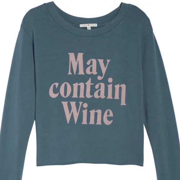 Junk Food Clothing Tops - Junk Food May Contain Wine Crop Sweatshirt